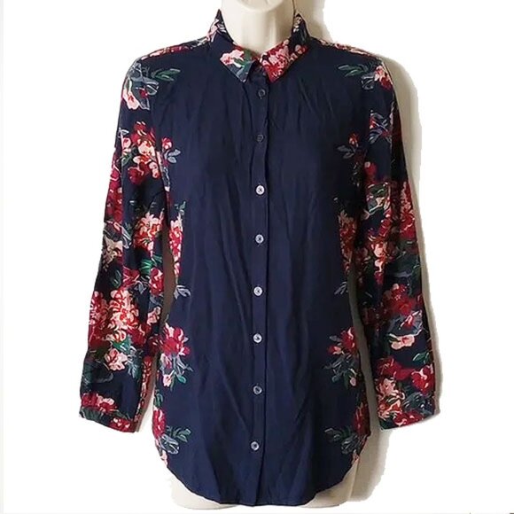 Joules Elvina Blouse 6 Navy Floral 217646 - Picture 1 of 8